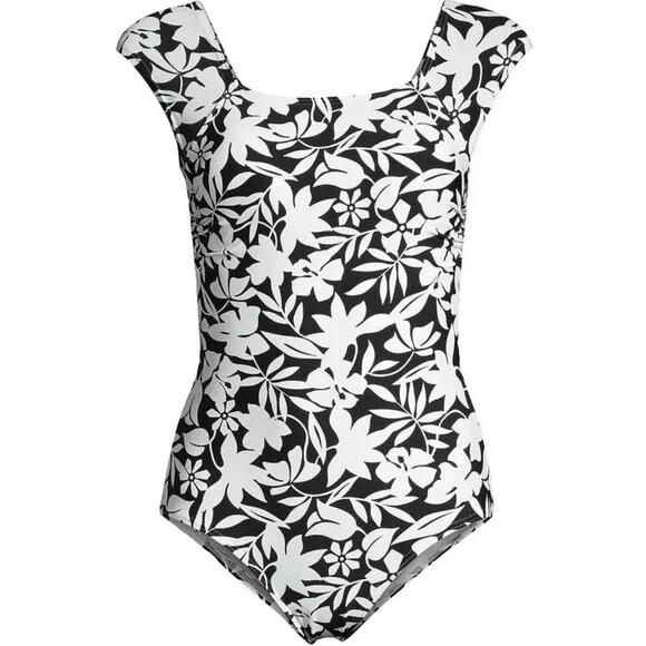 Lands' End Size 22W Chlorine Resistant Soft Cup Tummy Control Swimsuit One Piece - Picture 3 of 9
